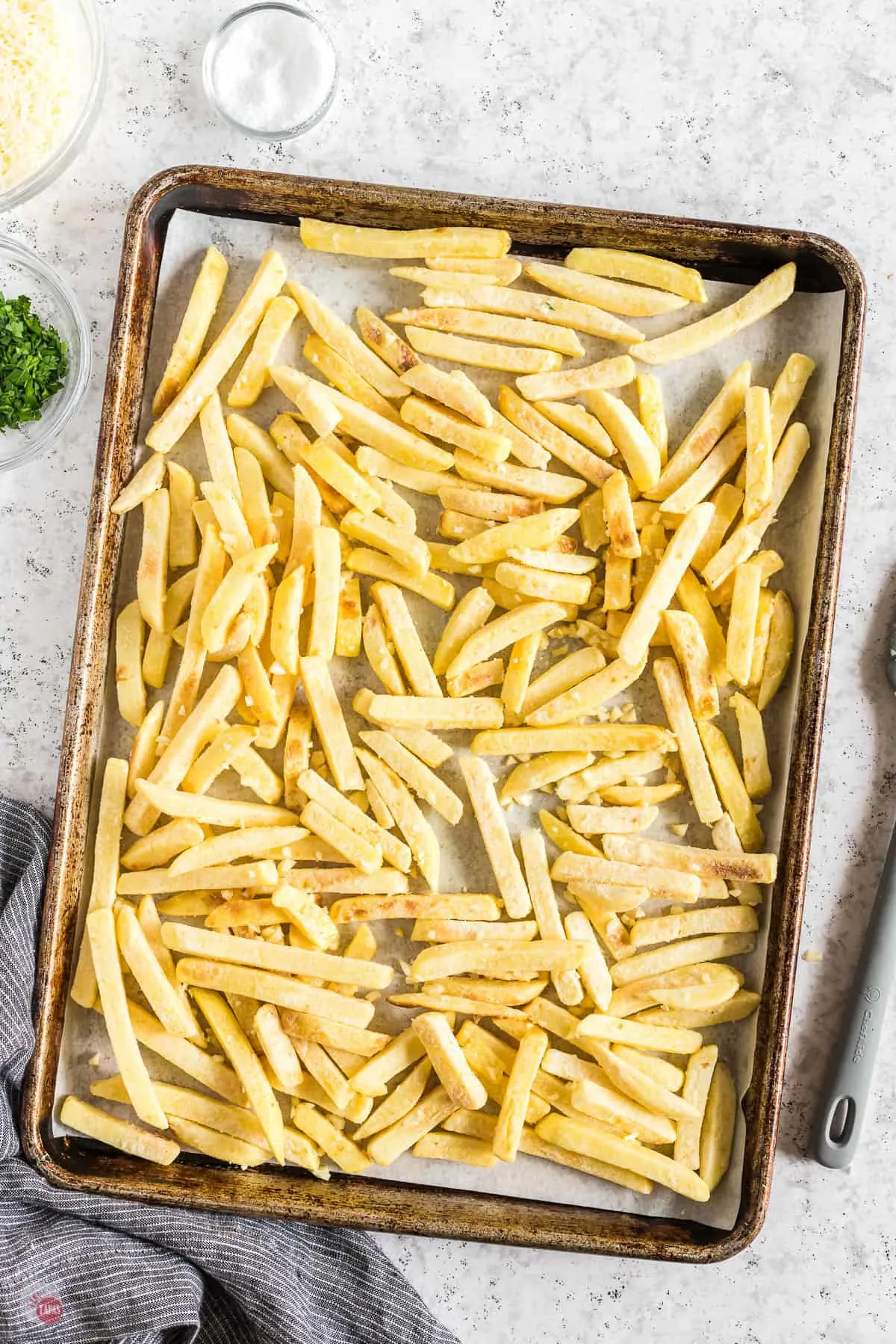sheet pan of fries