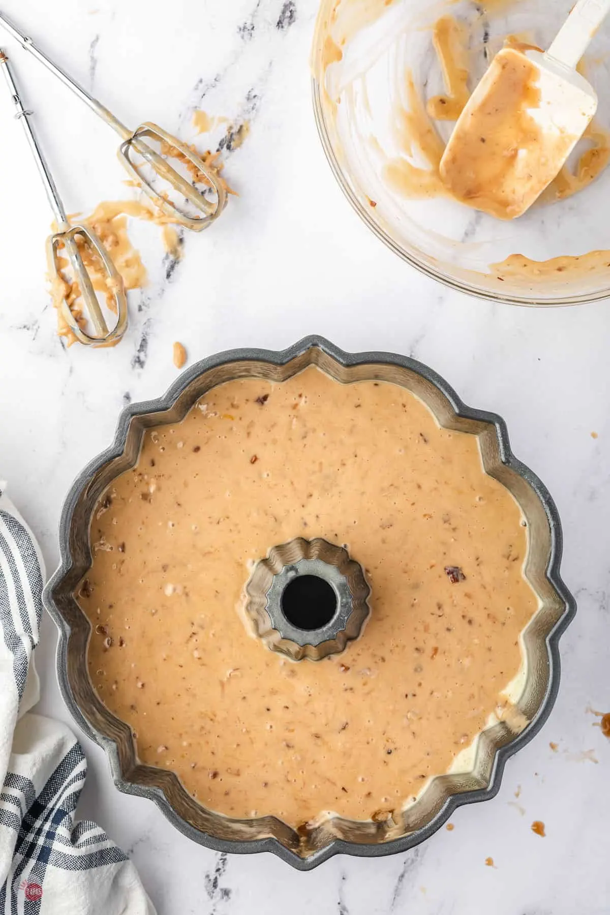 cake batter in a bundt pan