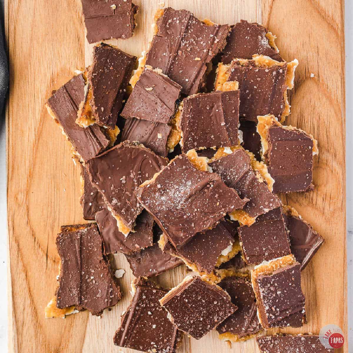 cutting board with toffee brittle