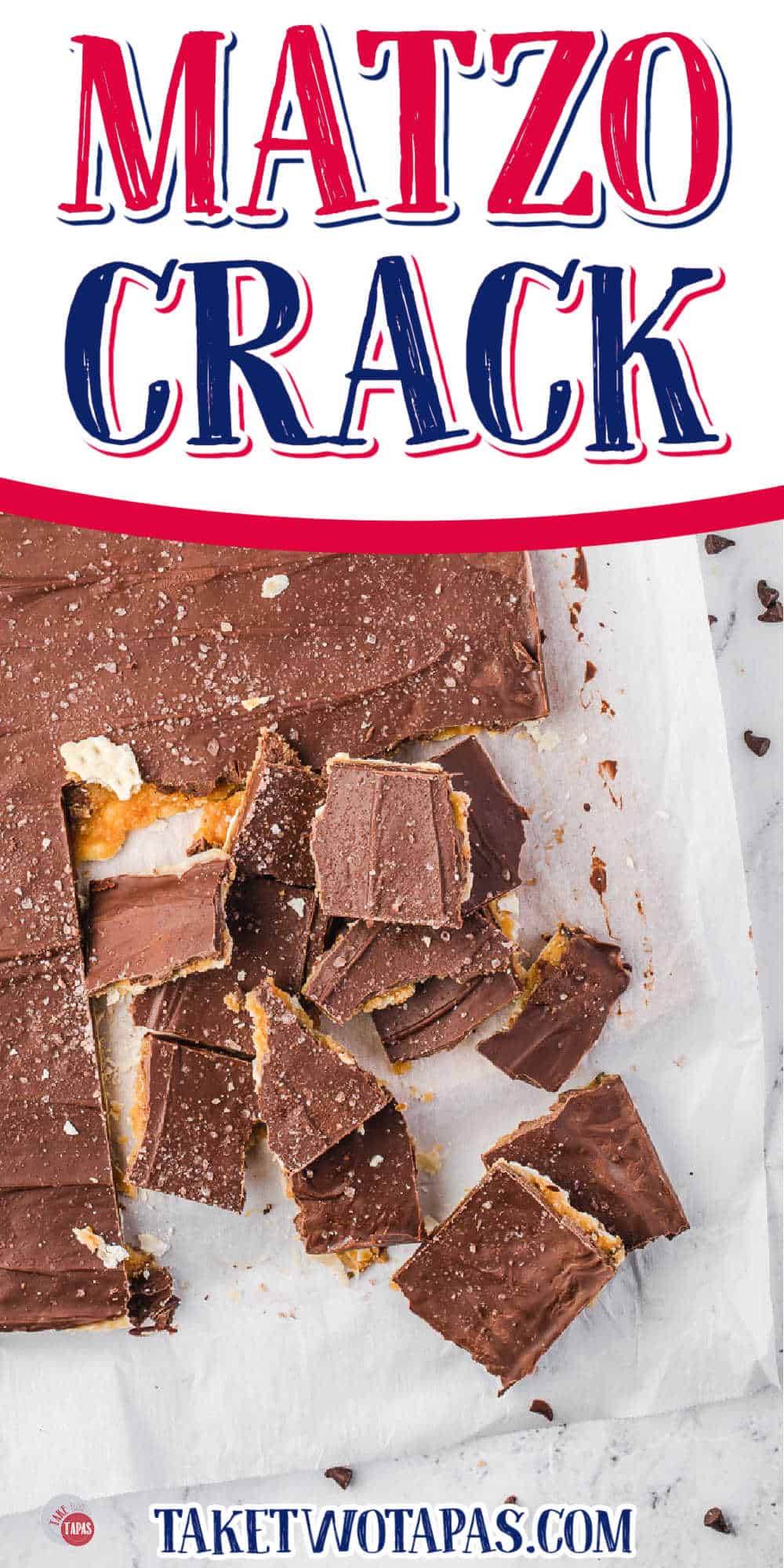 pile of matzo brittle with text "matzo crack"