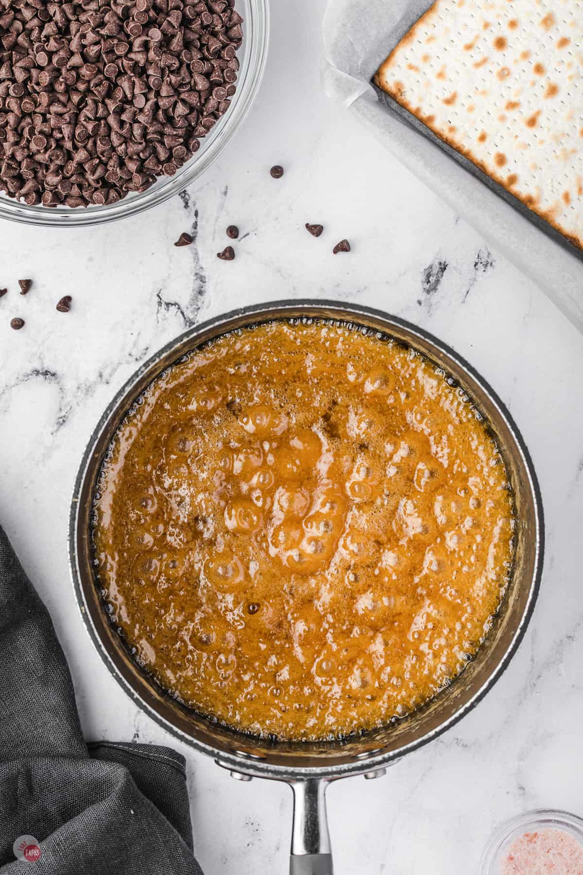 sugar boiling in a pot