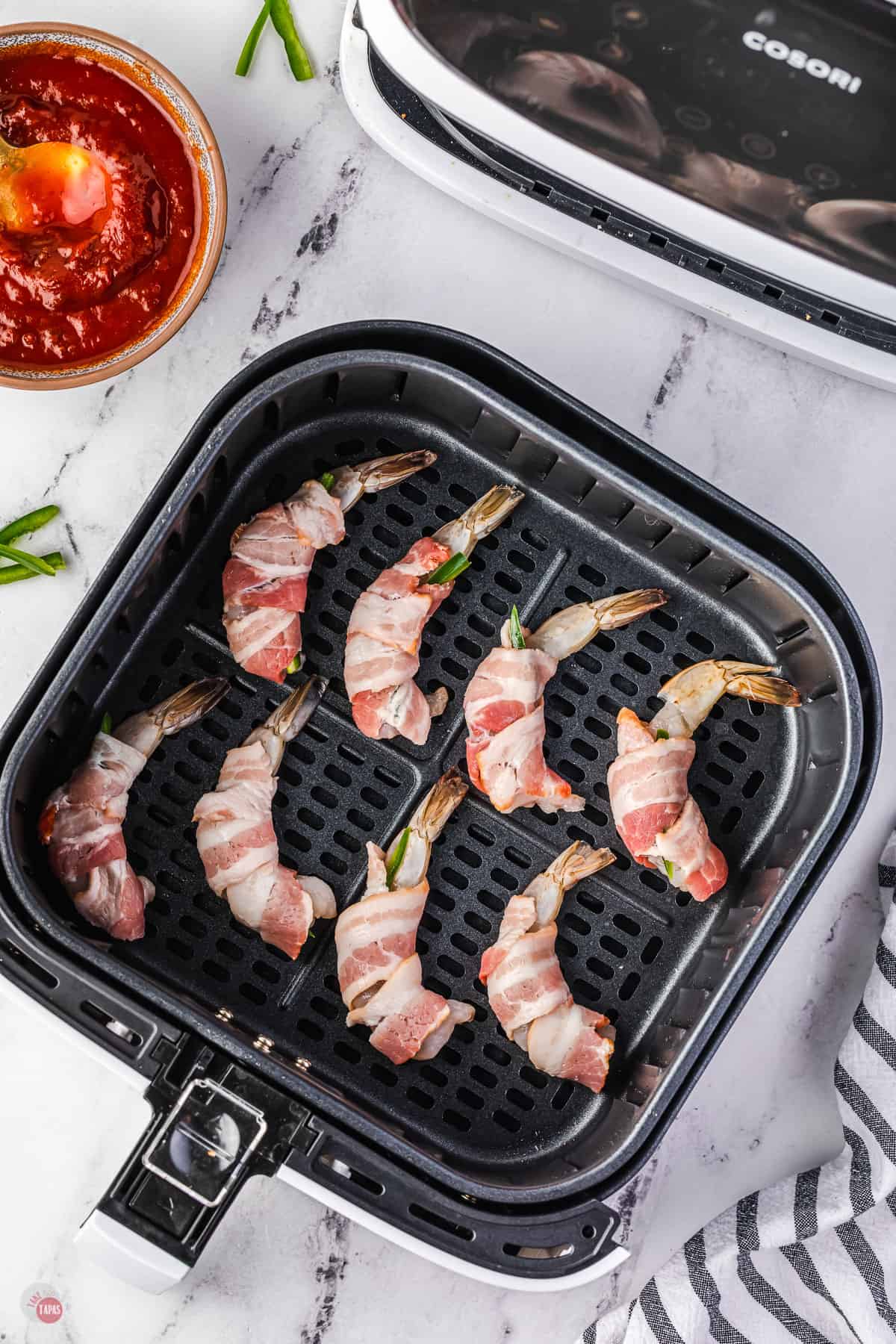 shrimp in an air fryer basket