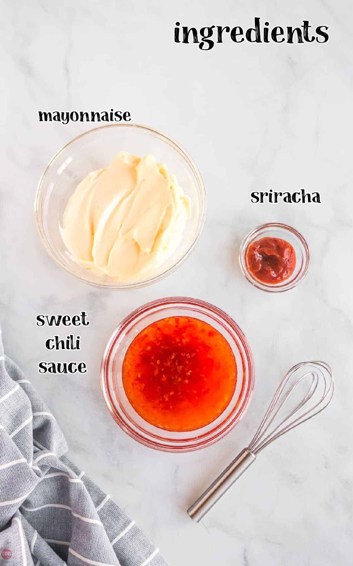 labeled ingredients for sauce