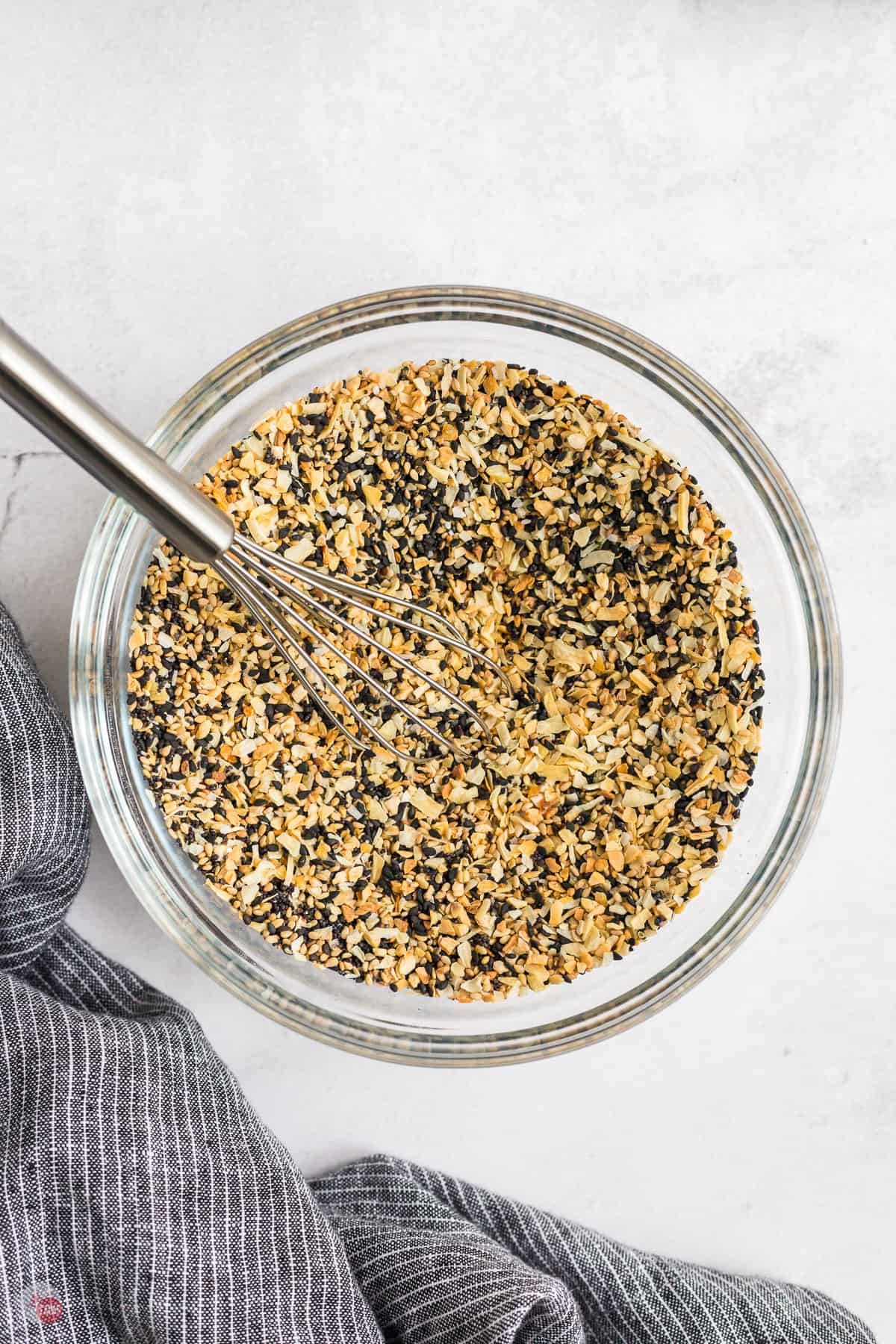 bowl of seasonings with a whisk