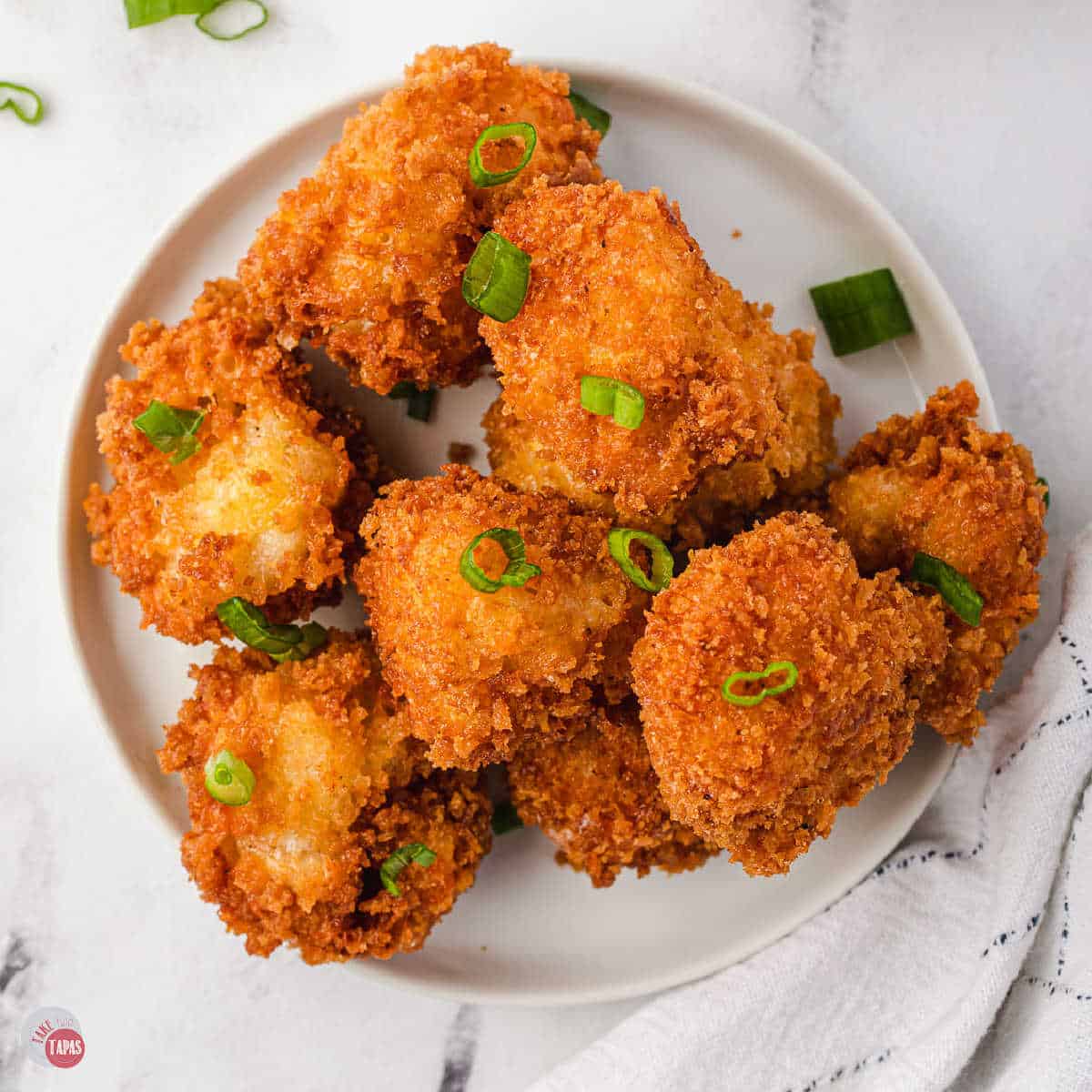 plate of fried mac and cheese balls