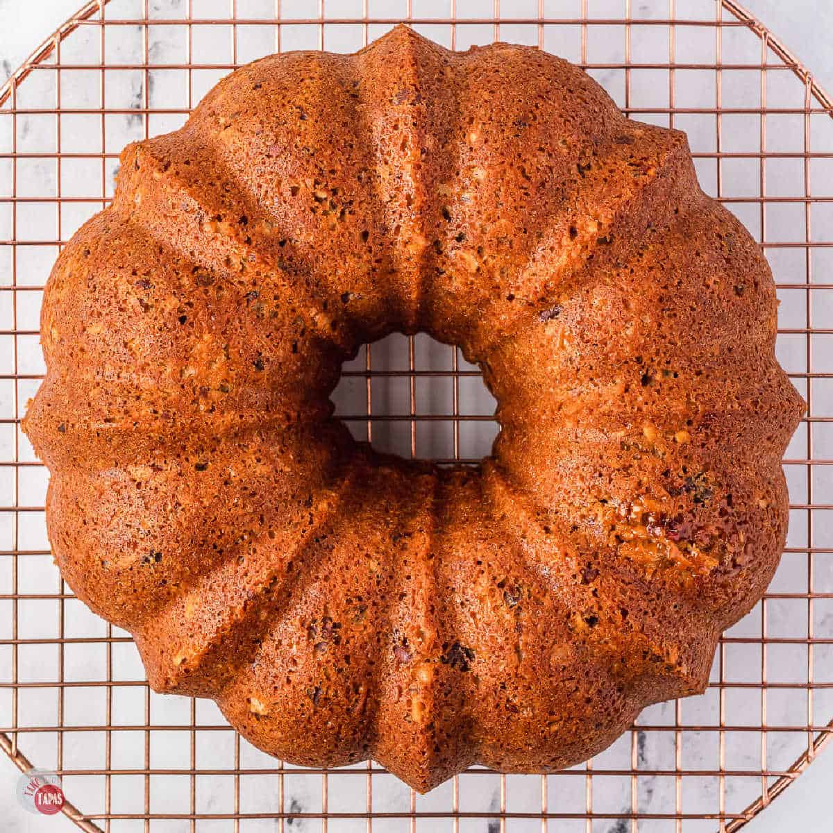 bundt cake on a cooling rack