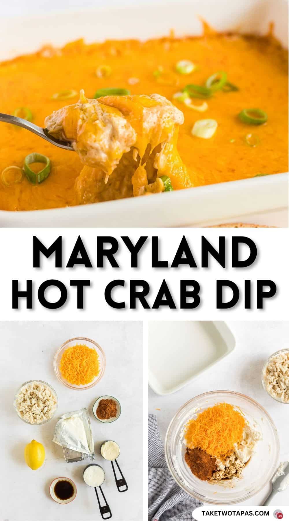 Pinterest pin image for crab dip recipe