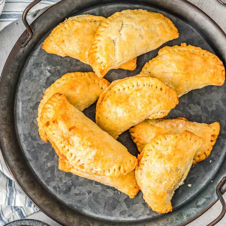 metal tray of empanadas