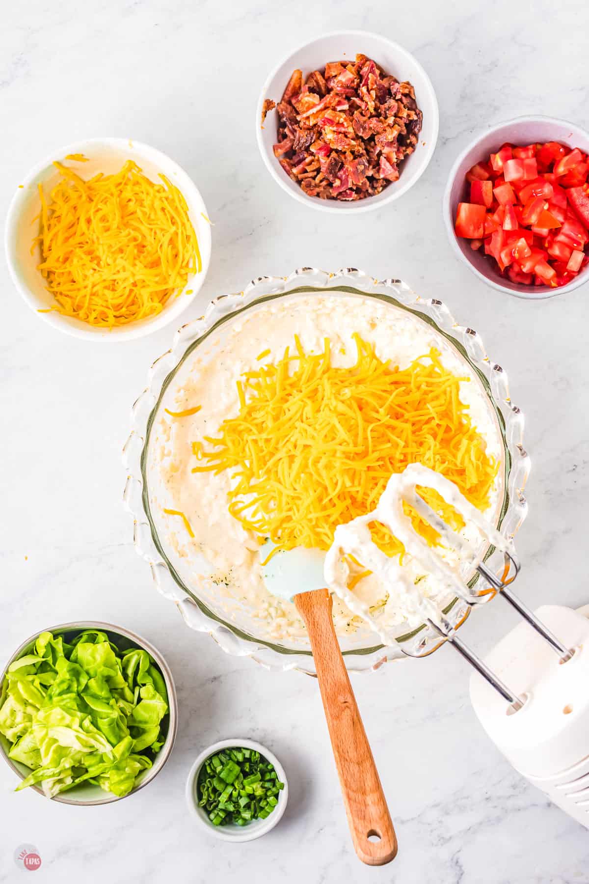 cheese and sour cream in a bowl