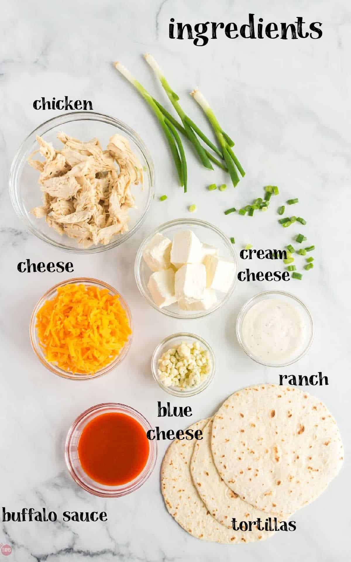 ingredients in individual bowls