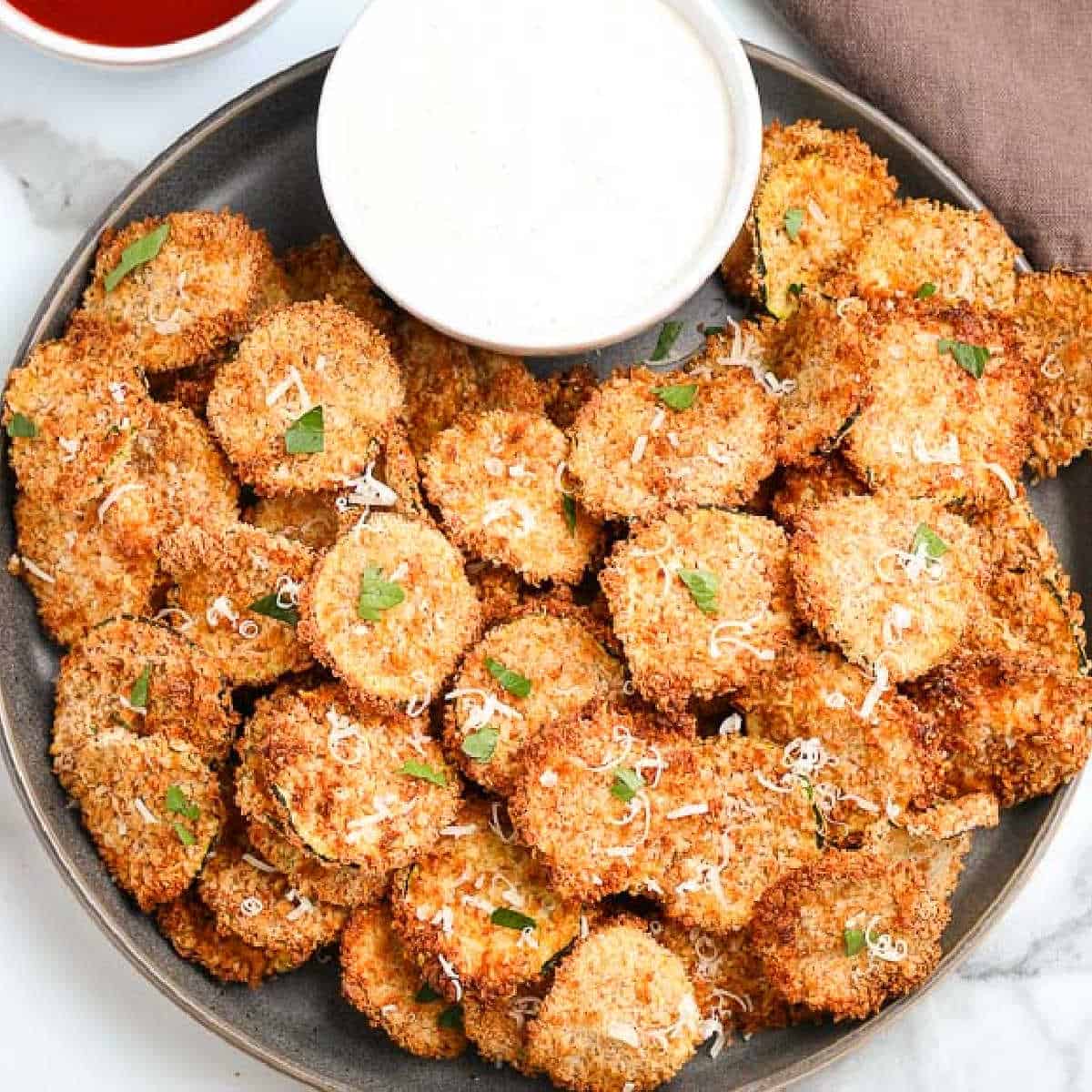 plate of zucchini chips