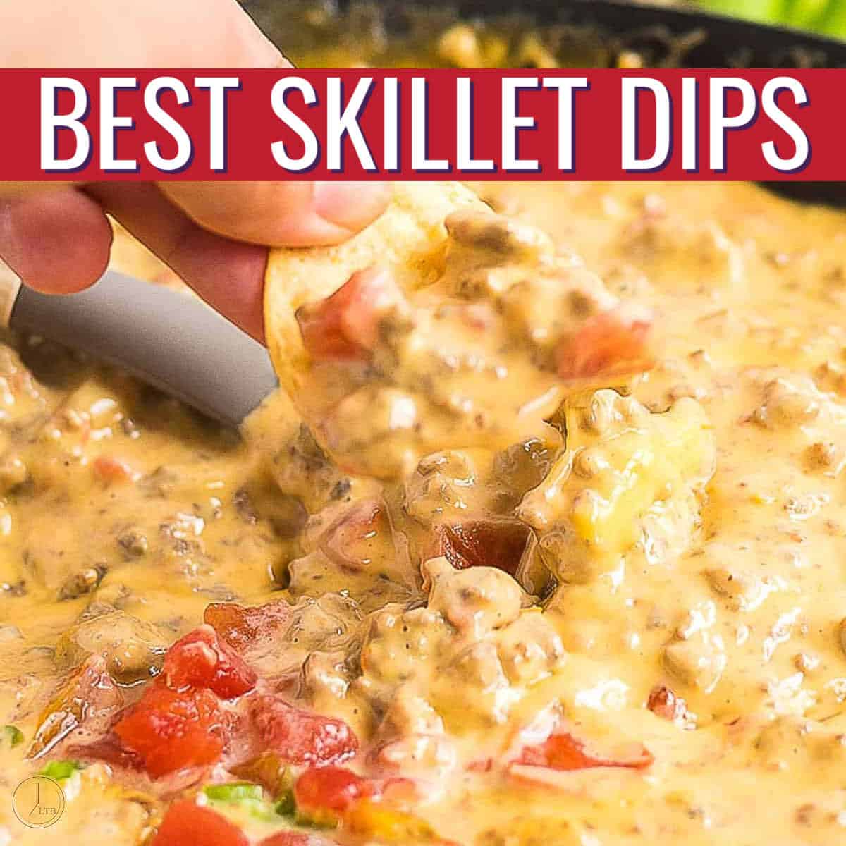 skillet full of cheese dip