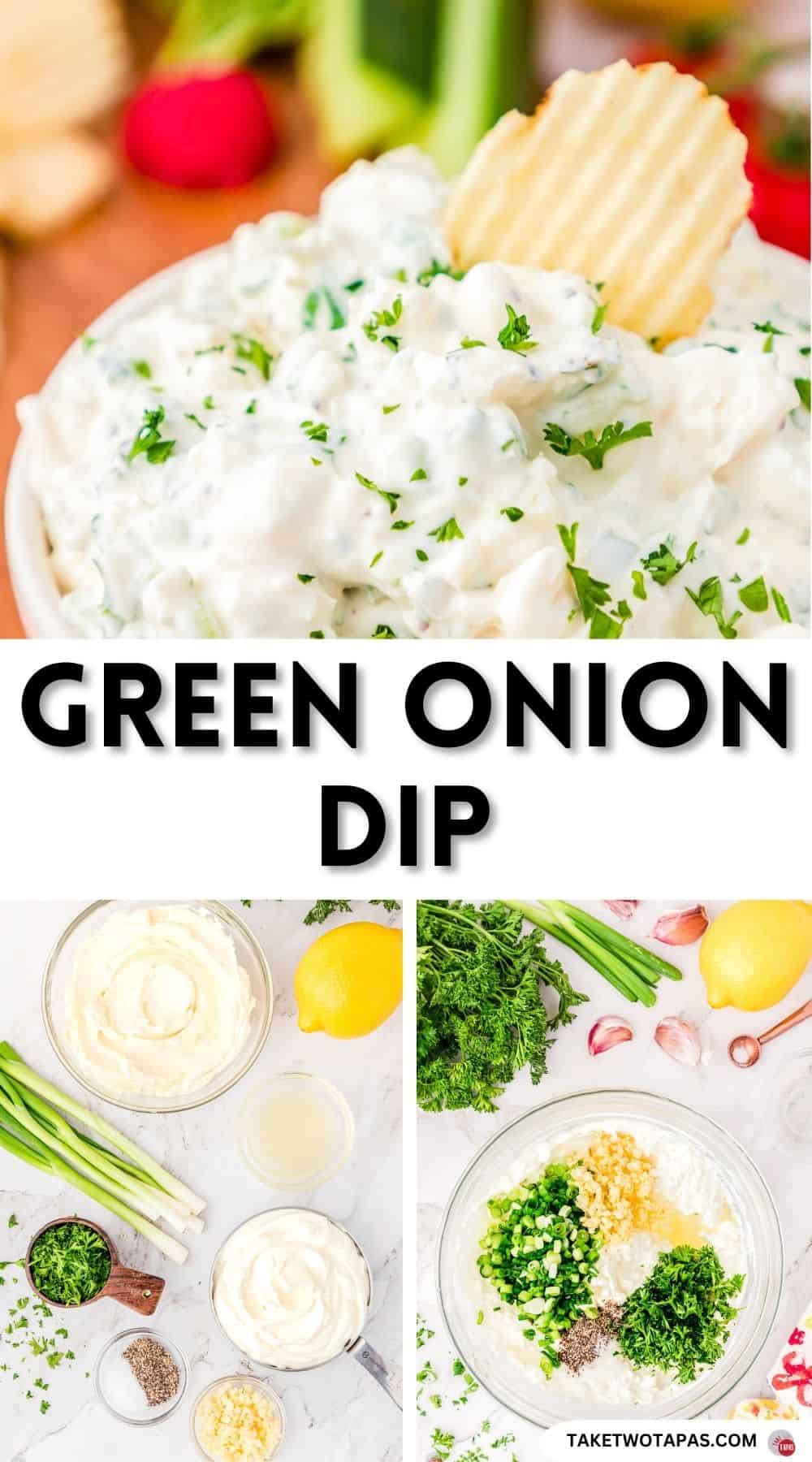 Pinterest pin image for green onion dip