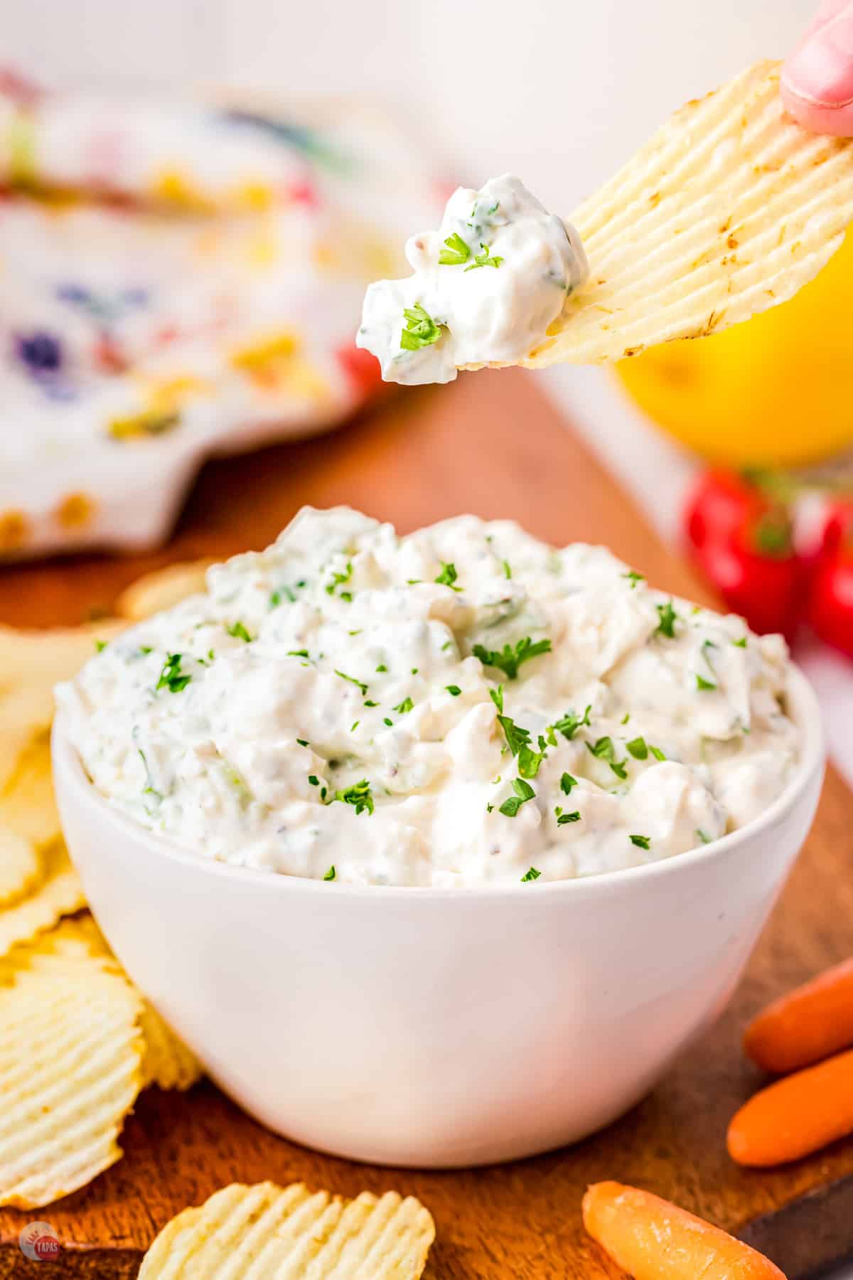 bowl of green onion dip