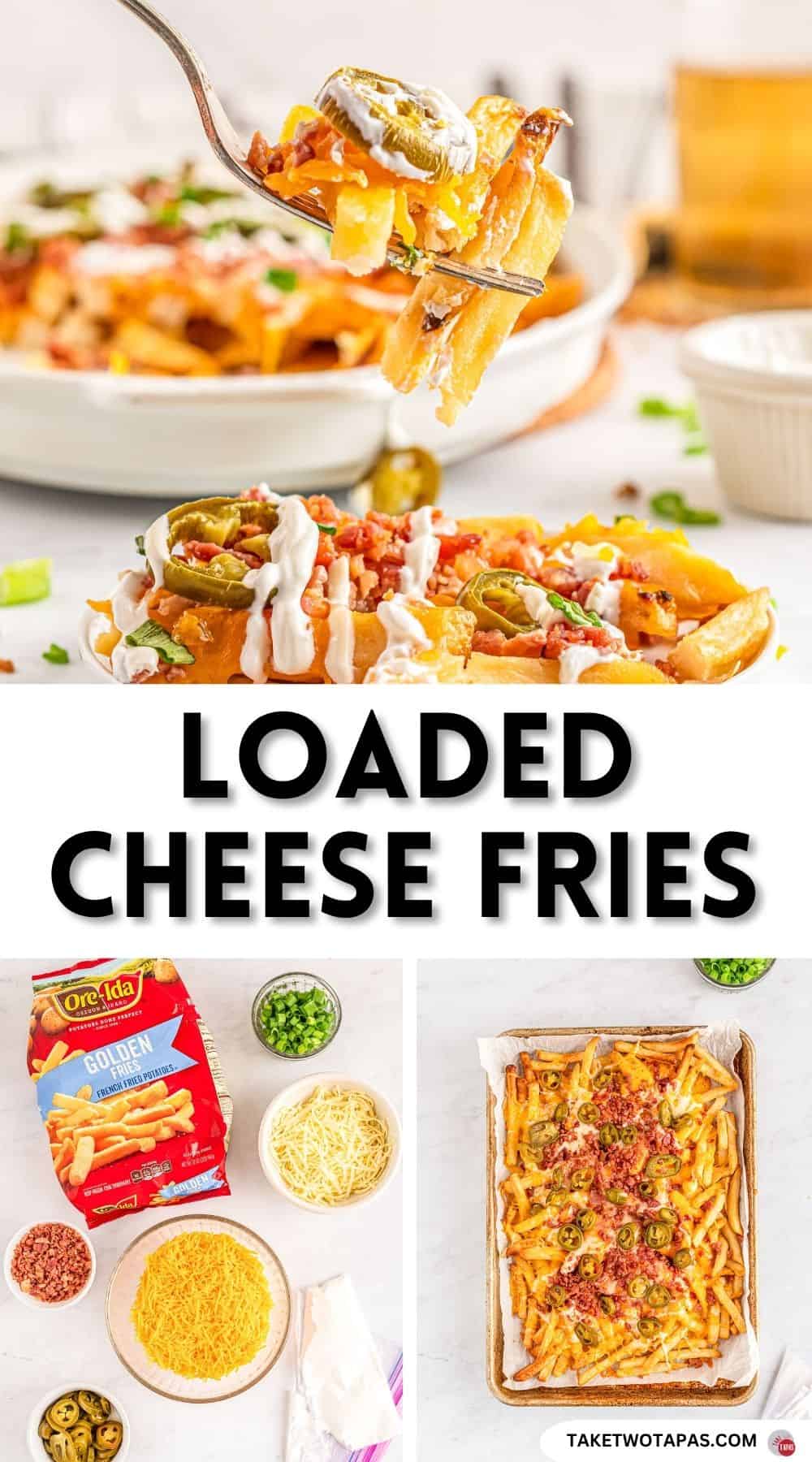 Pinterest pin image for loaded cheese fries