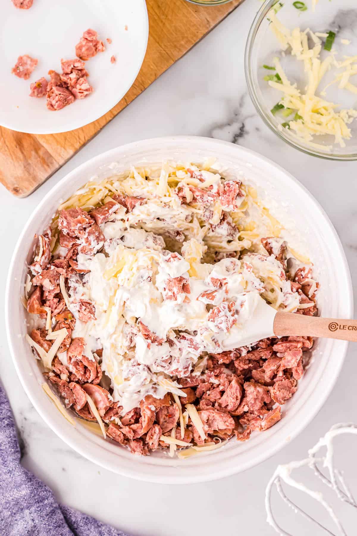 dip mixture in a bowl with a spatula