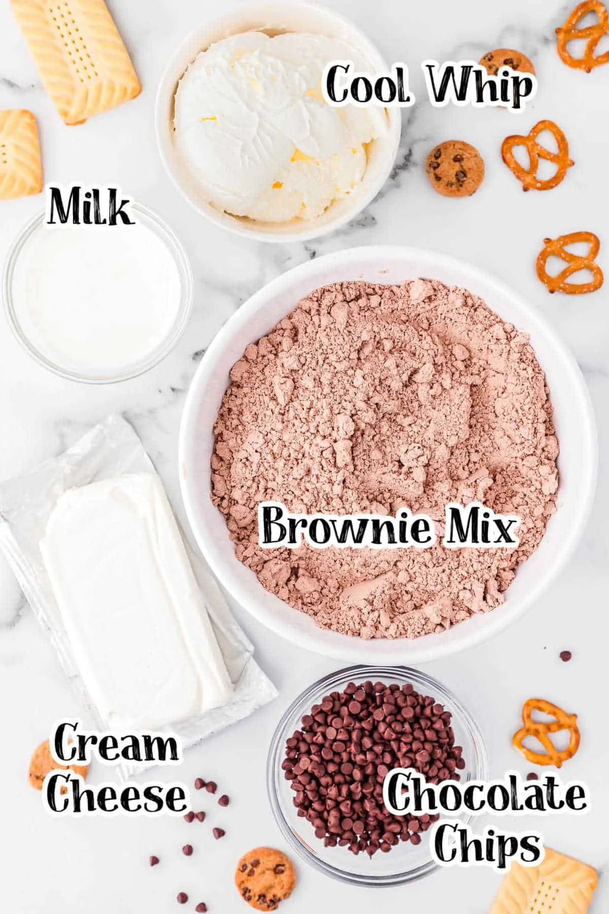 labeled picture of brownie batter dip ingredients
