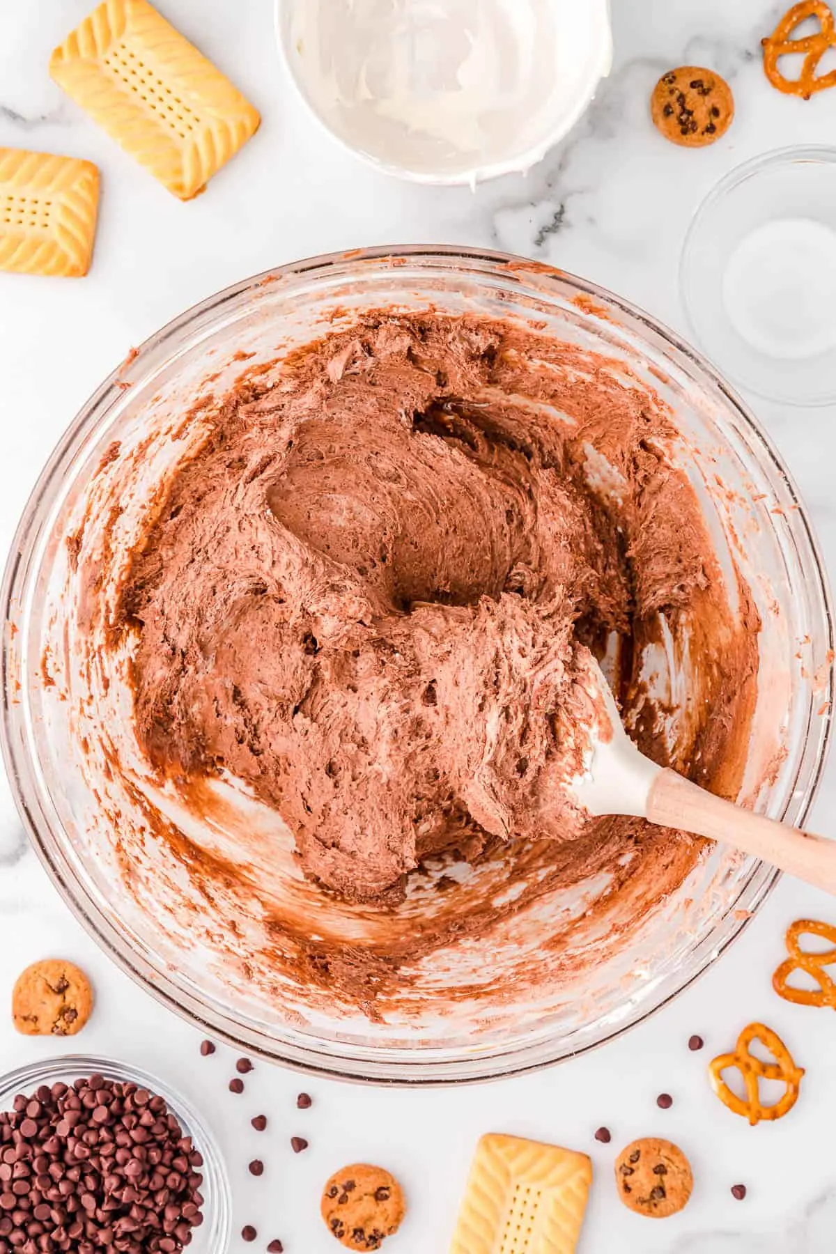 brownie batter dip in a bowl with a spatula