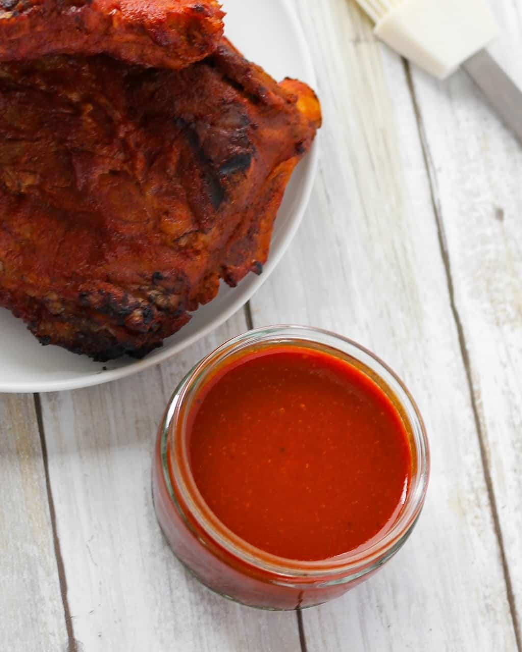 root beer bbq sauce and a plate of chicken