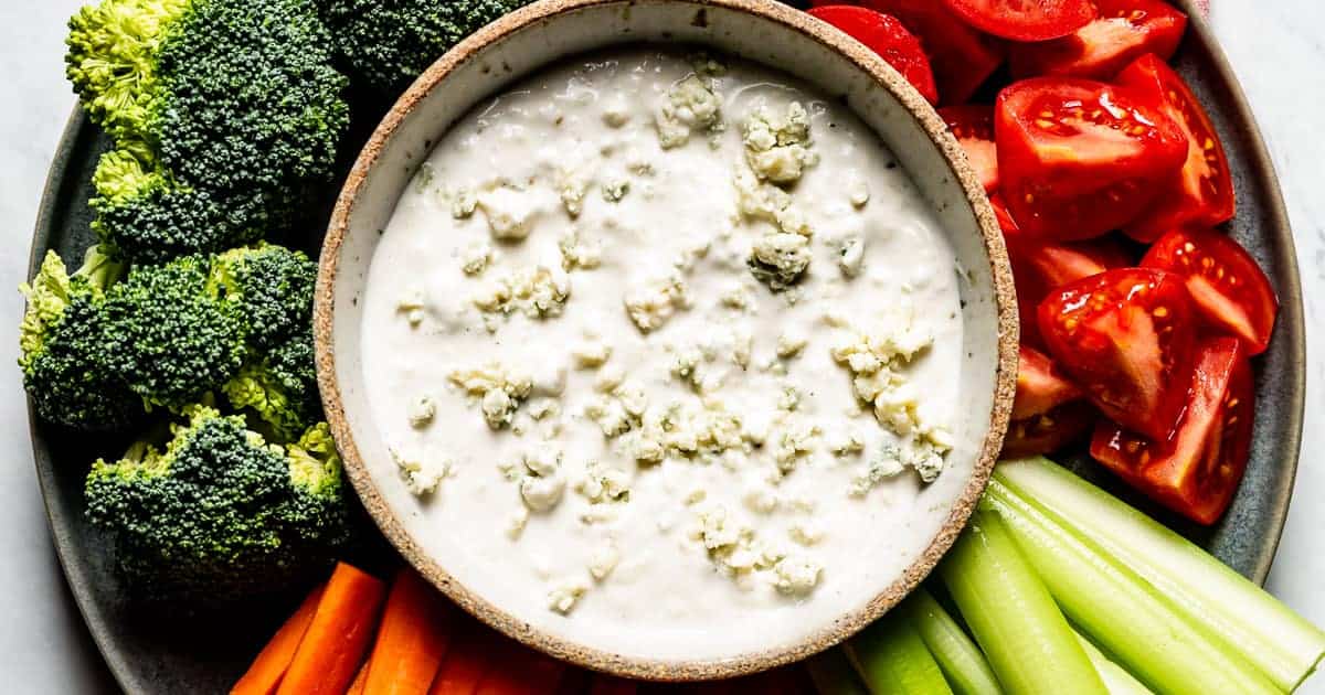 blue cheese dressing without sour cream in a bowl