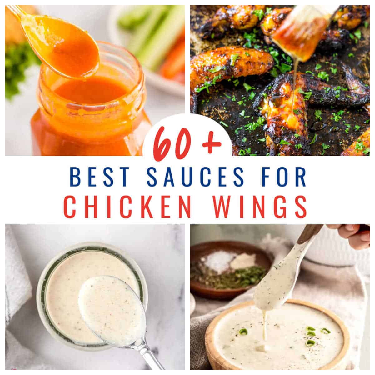 collage of sauces with text "60+"