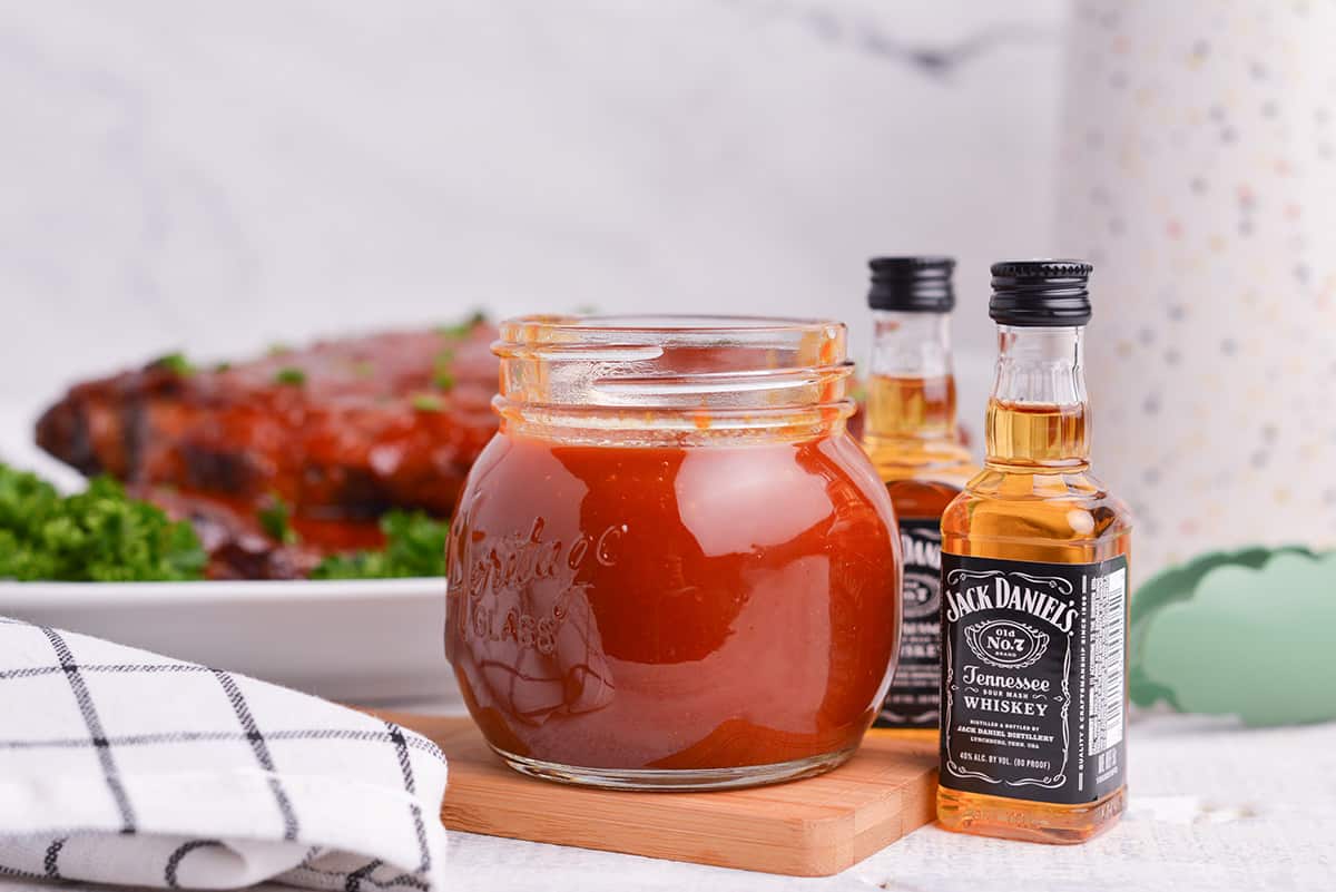 Jack Daniel's BBQ sauce in a round jar