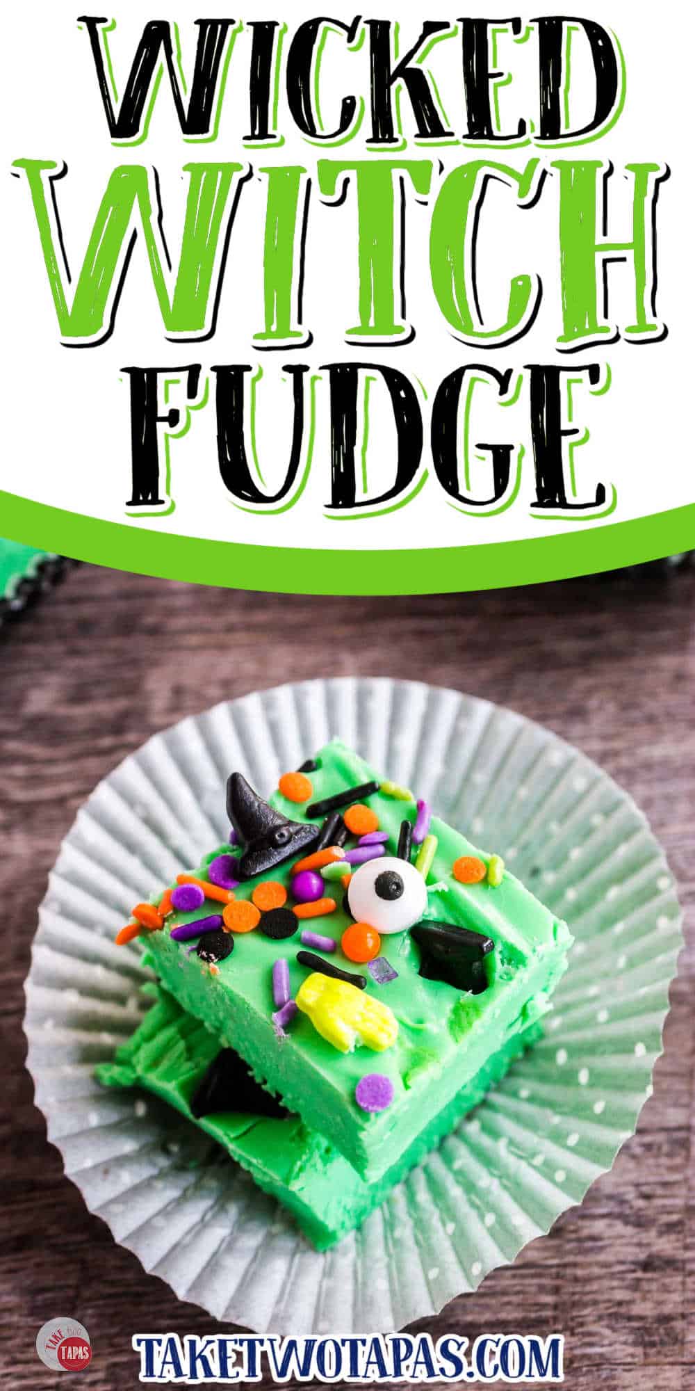 collage of fudge with text "wicked witch fudge"