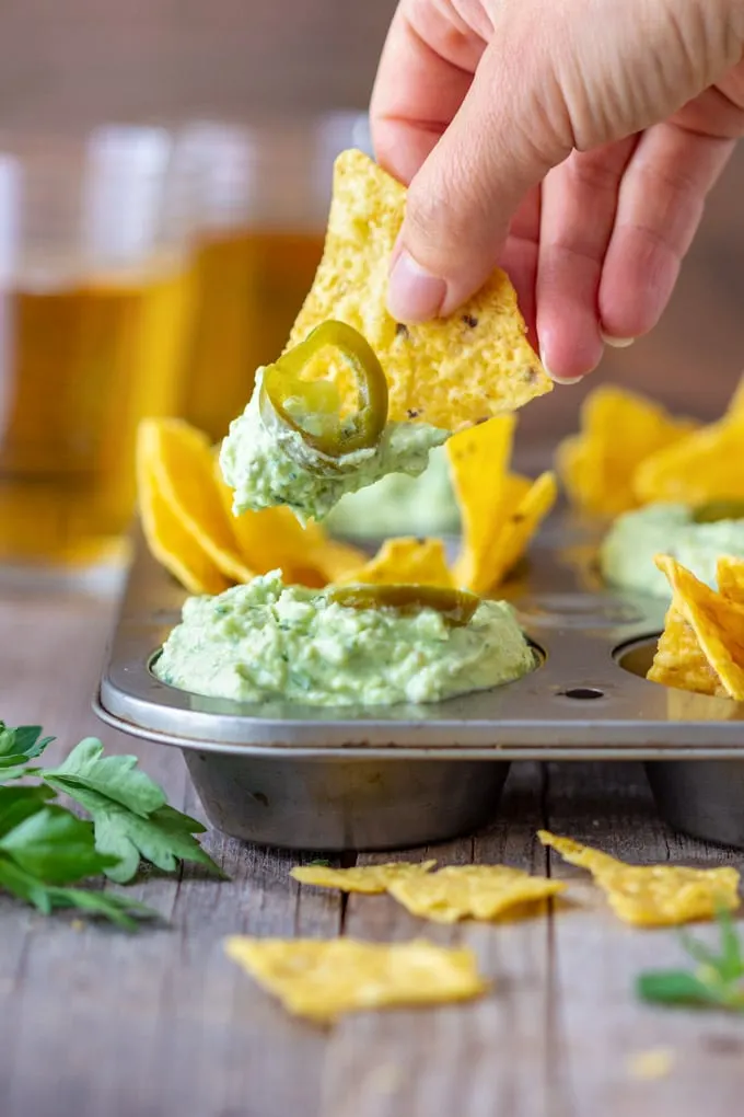 garlic dip and chips