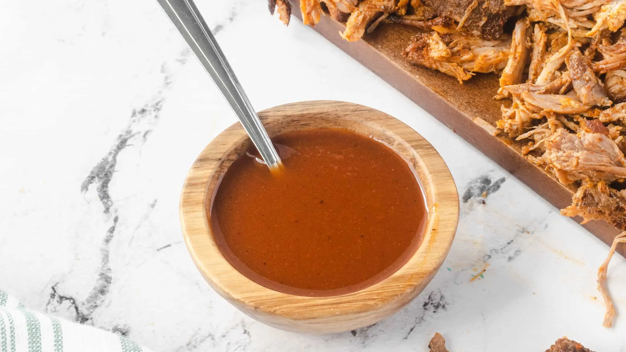 Western North Carolina BBQ sauce in a wood bowl