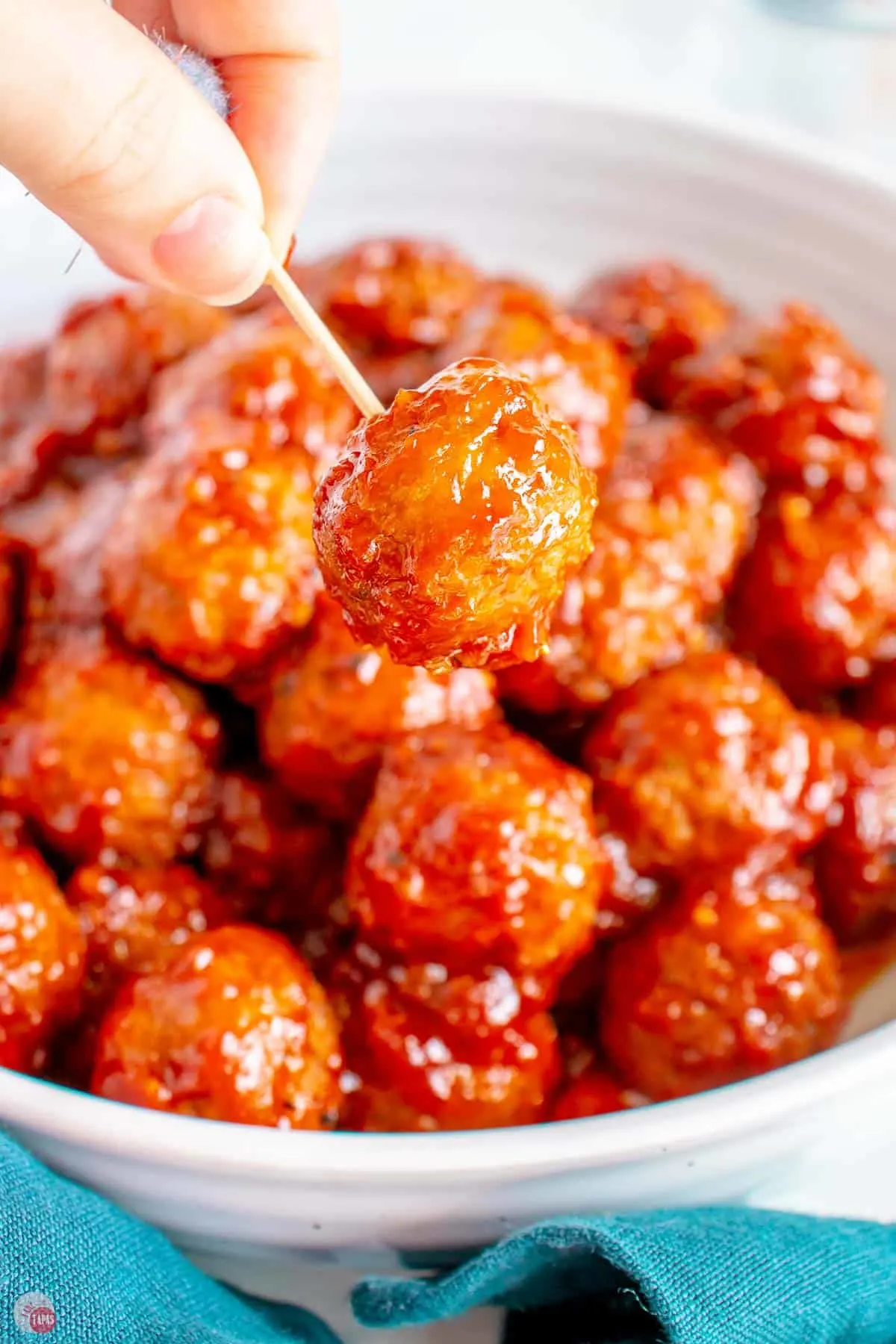 bbq meatballs on a toothpick