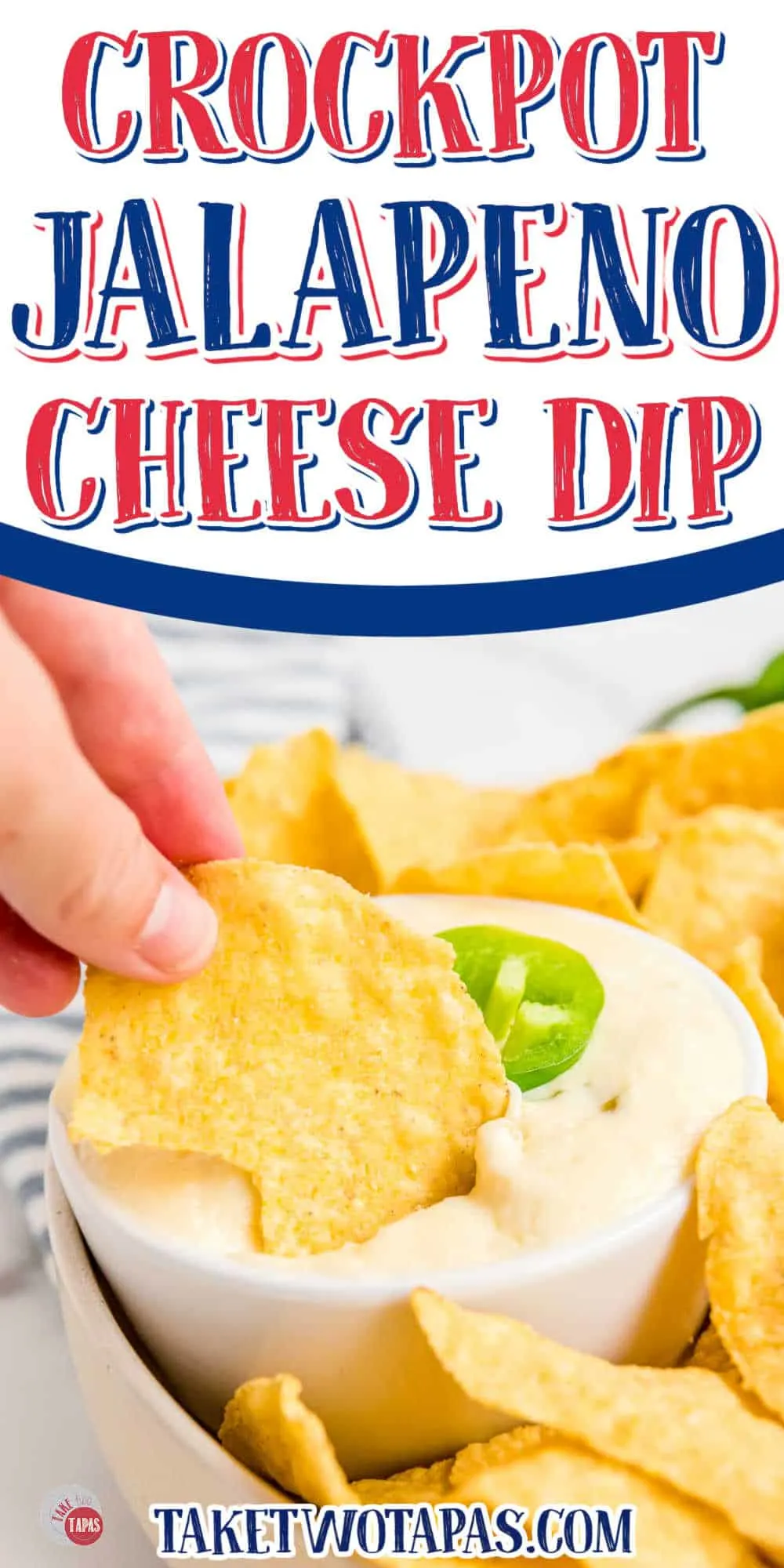 hand scooping cheese dip with text