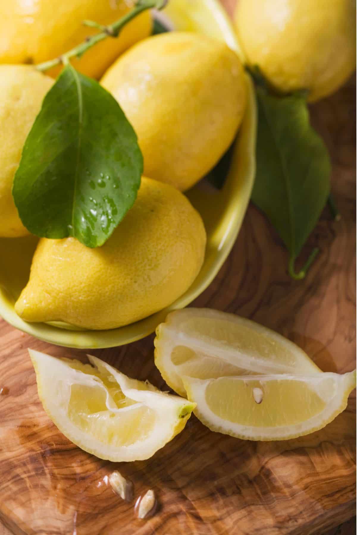 lemons and wedges in a bowl