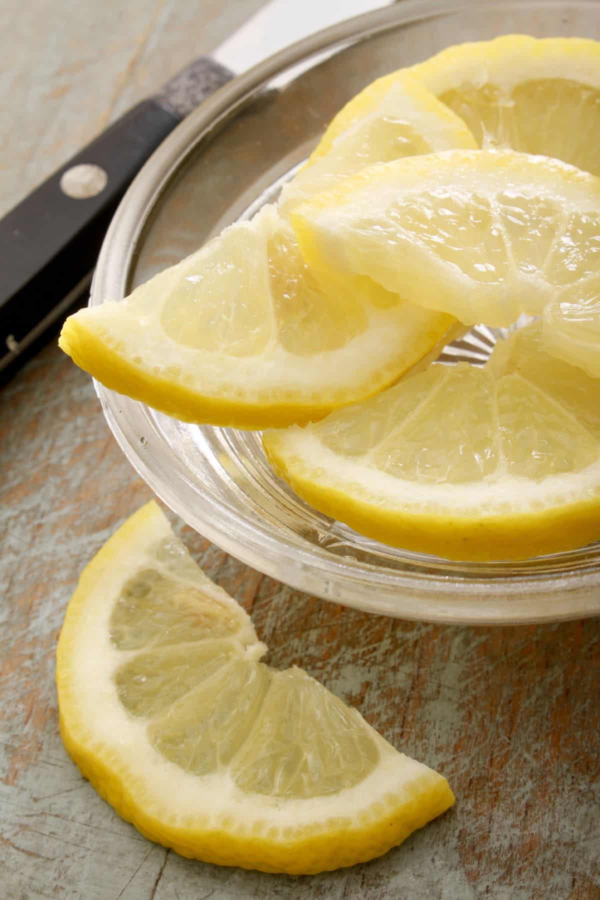 bowl of lemon wedges and wheels