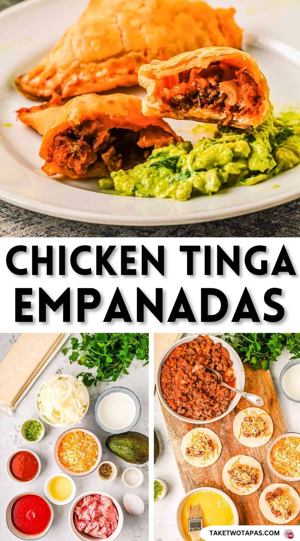 Pinterest pin image for chicken tinga empanada recipe