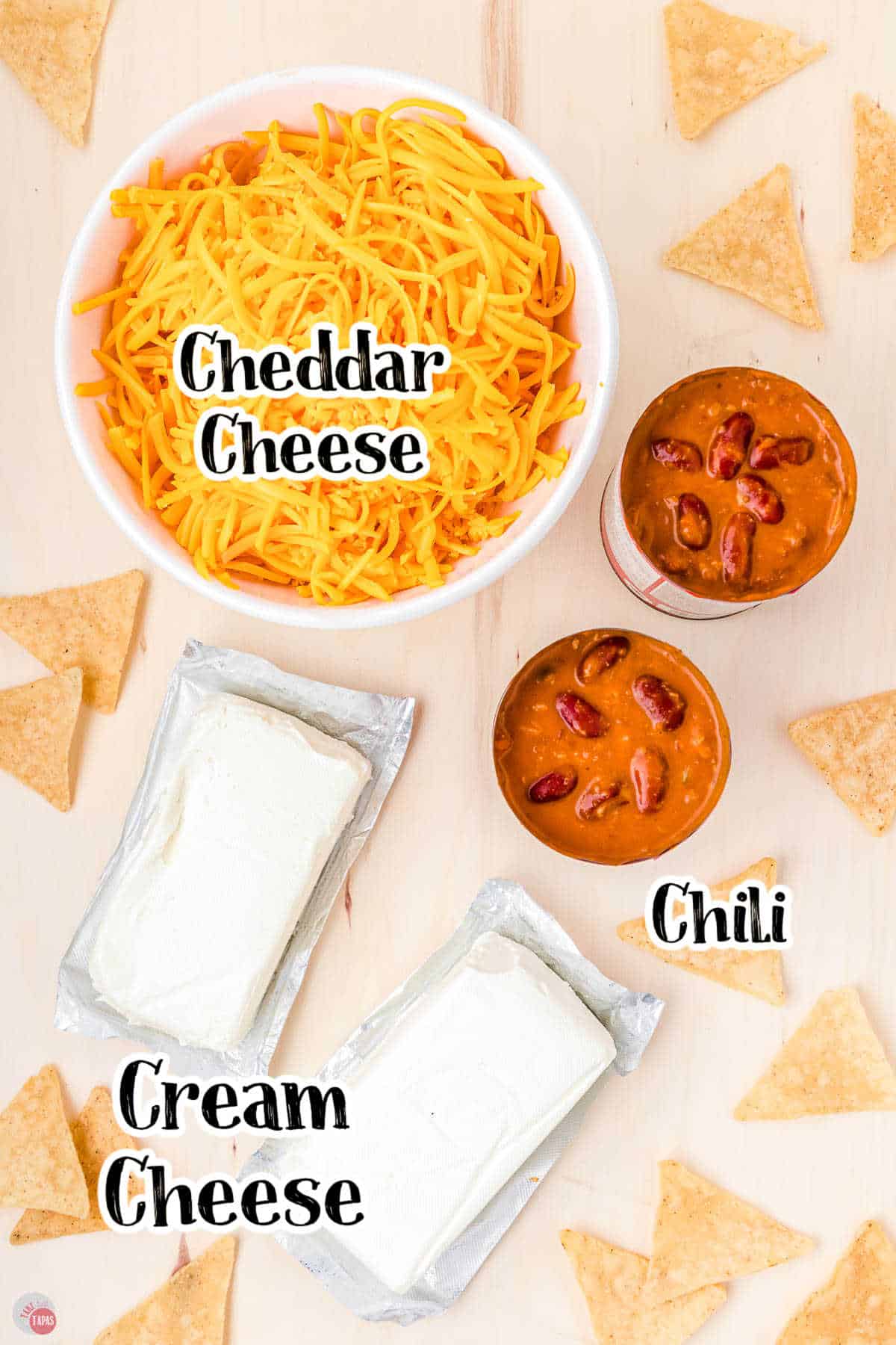 labeled picture of ingredients for dip