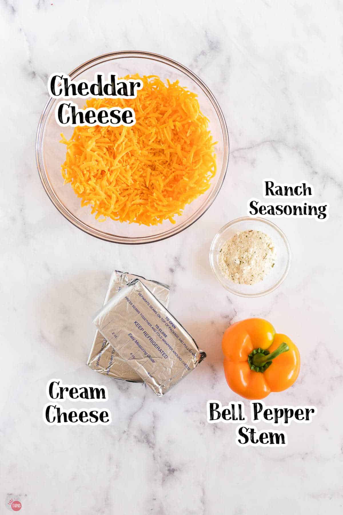 labeled picture of pumpkin cheese ball ingredients