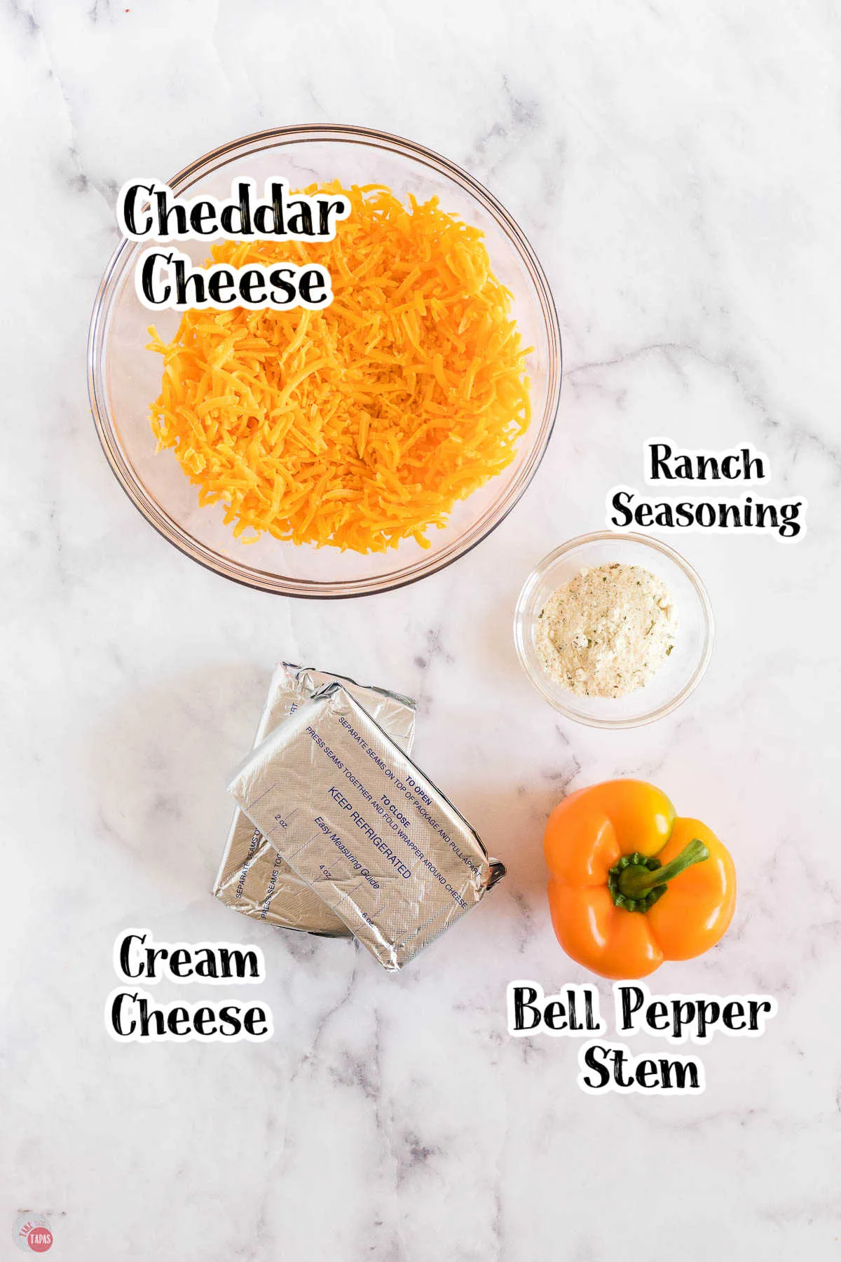 labeled picture of pumpkin cheese ball ingredients