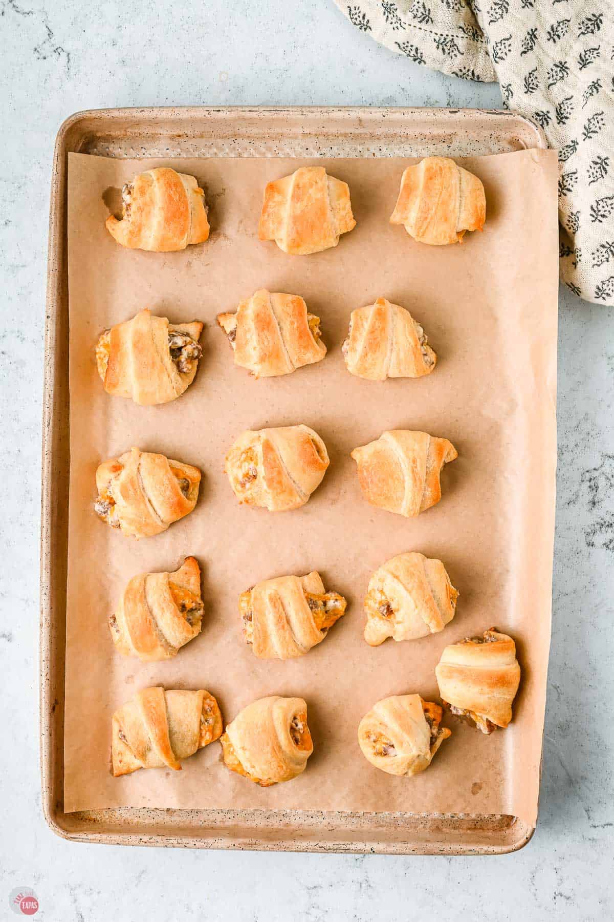 tray of sausage crescent rolls