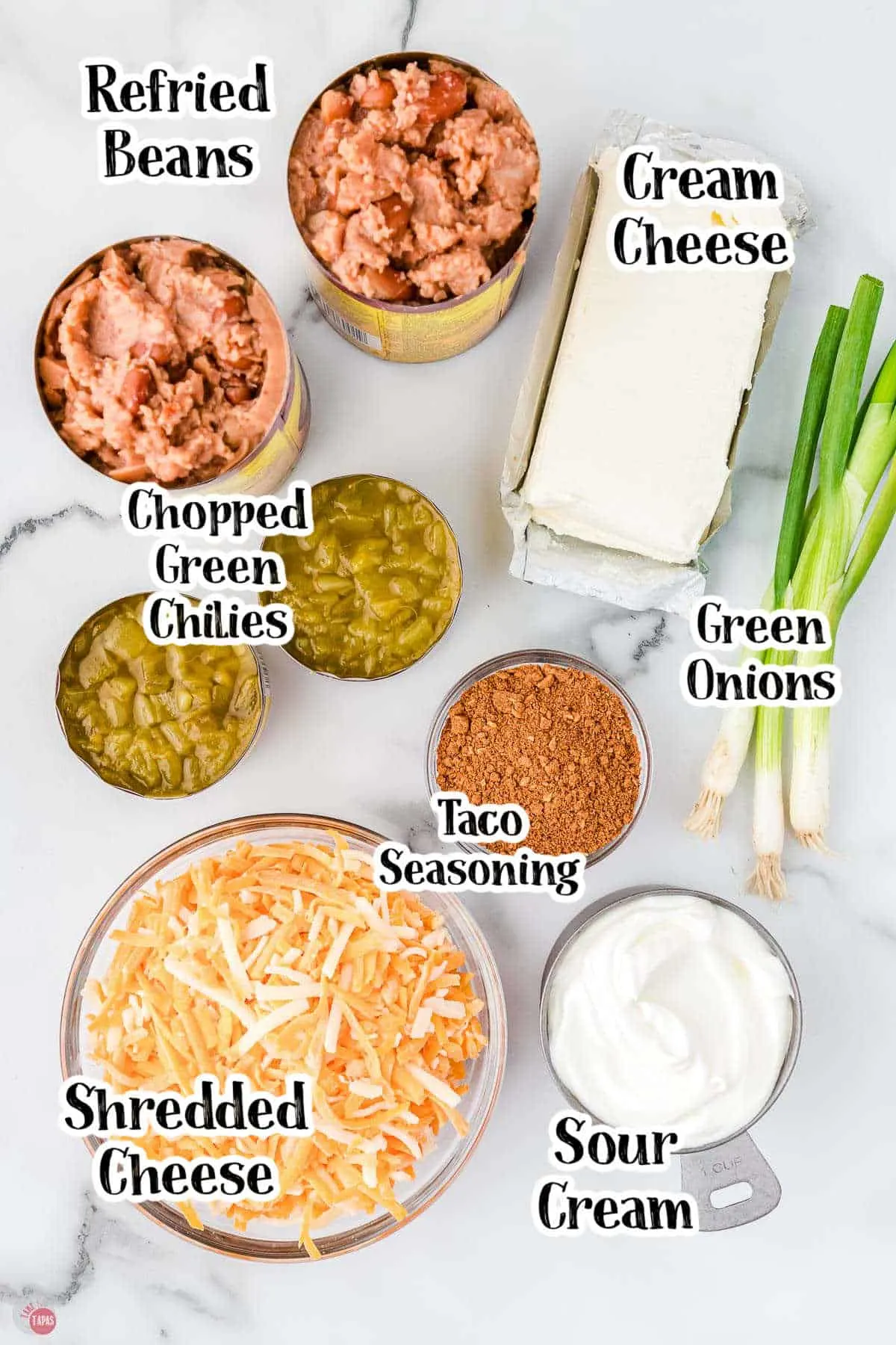 labeled picture of dip ingredients