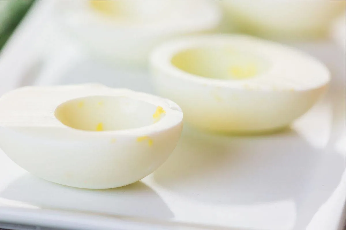 empty cooked egg white halves