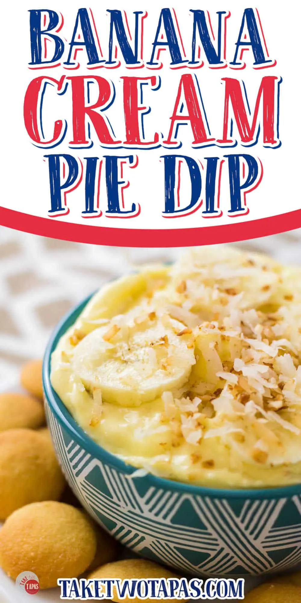 close up of banana cream pie dip