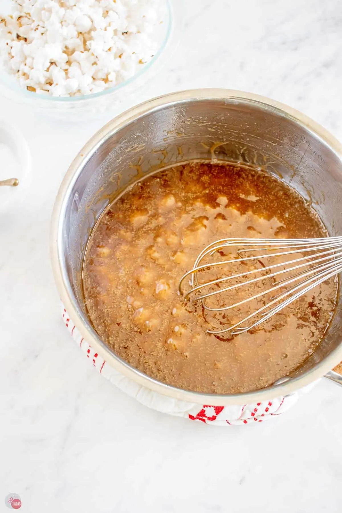 sugar and butter boiling in a pot