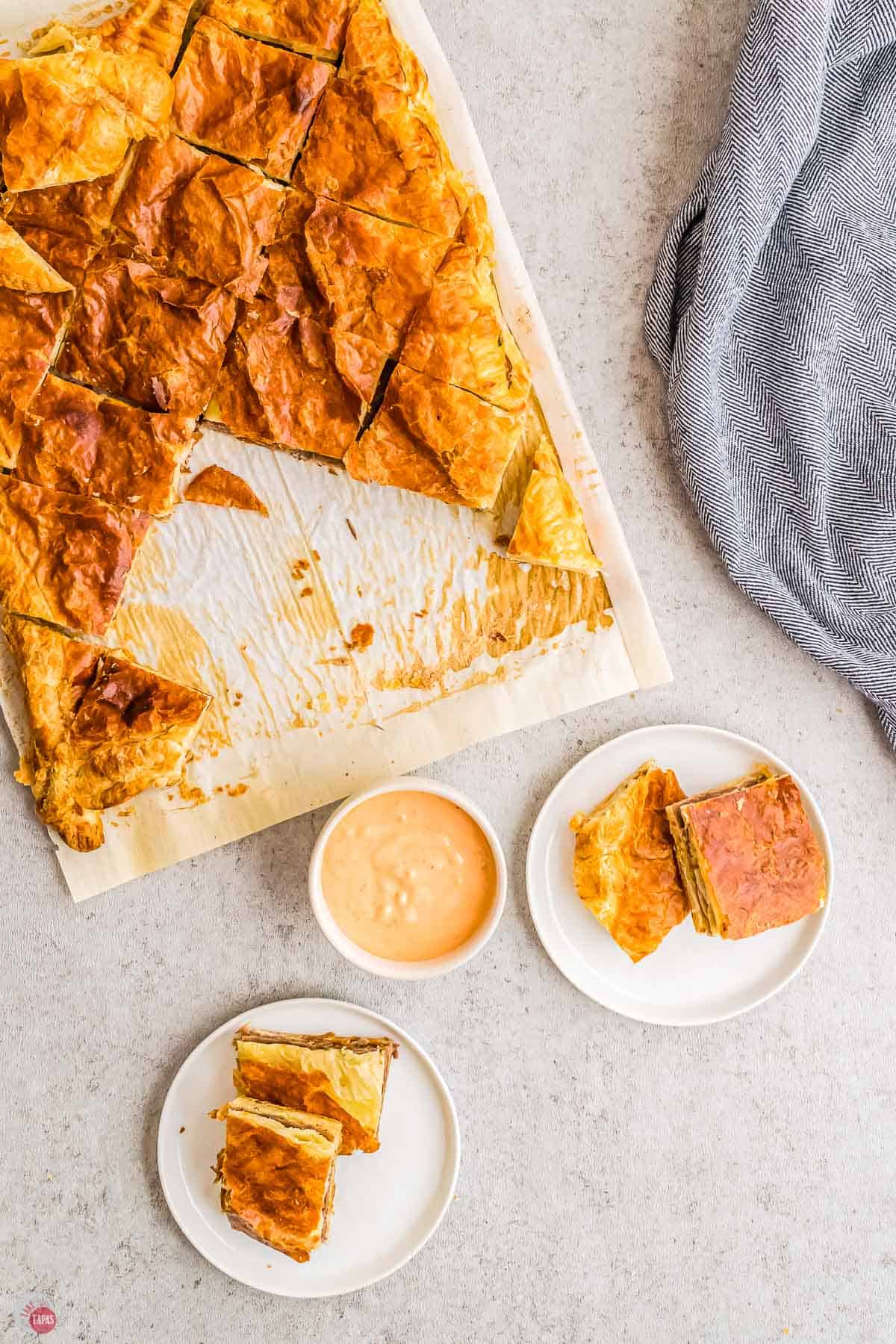 beef sandwiches cut into squares