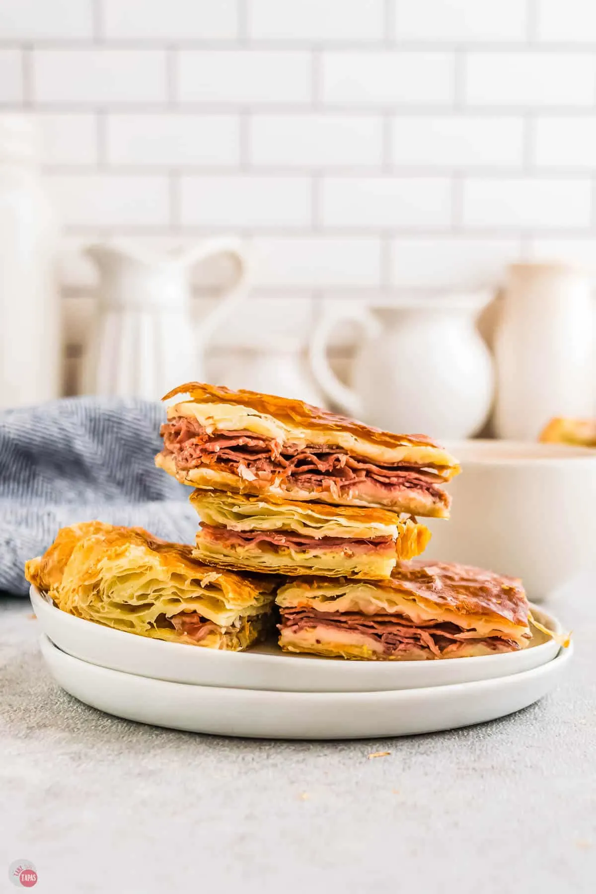 stack of corned beef sliders