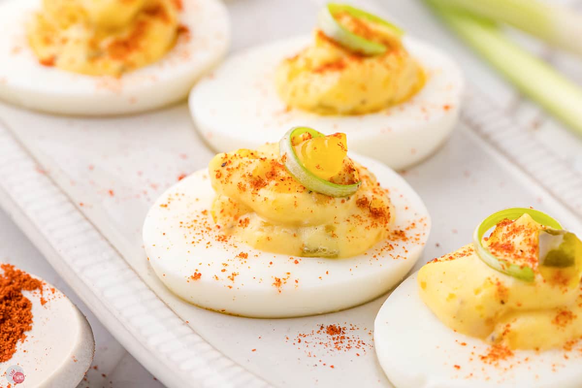 slices of deviled eggs