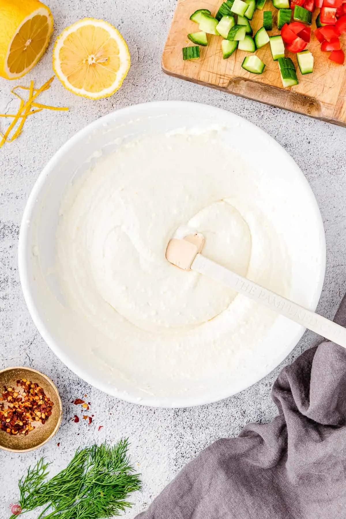 yogurt in a bowl with a spatula