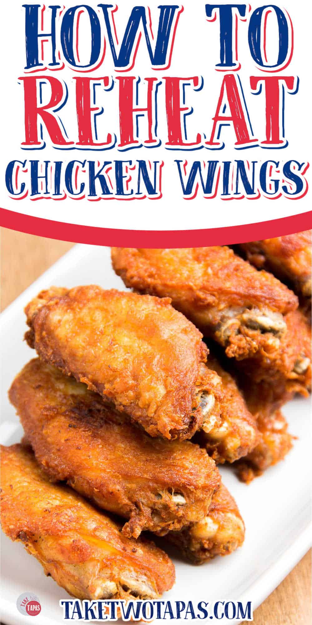 stack of wings with white banner and red text