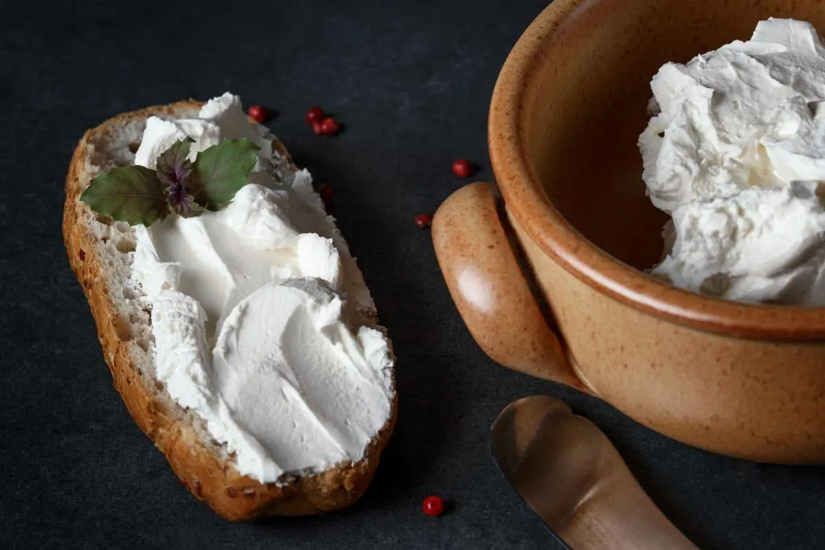 crostini with smear and bowl