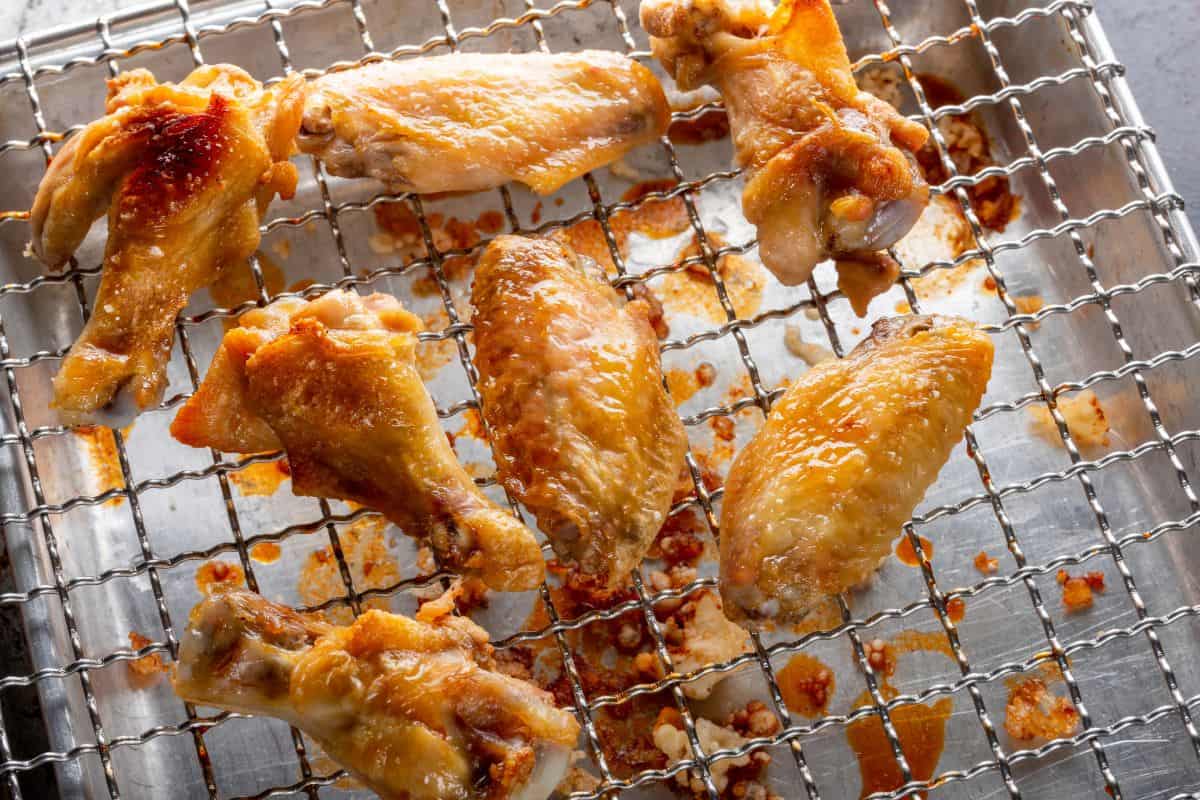 wings on a rack after baking