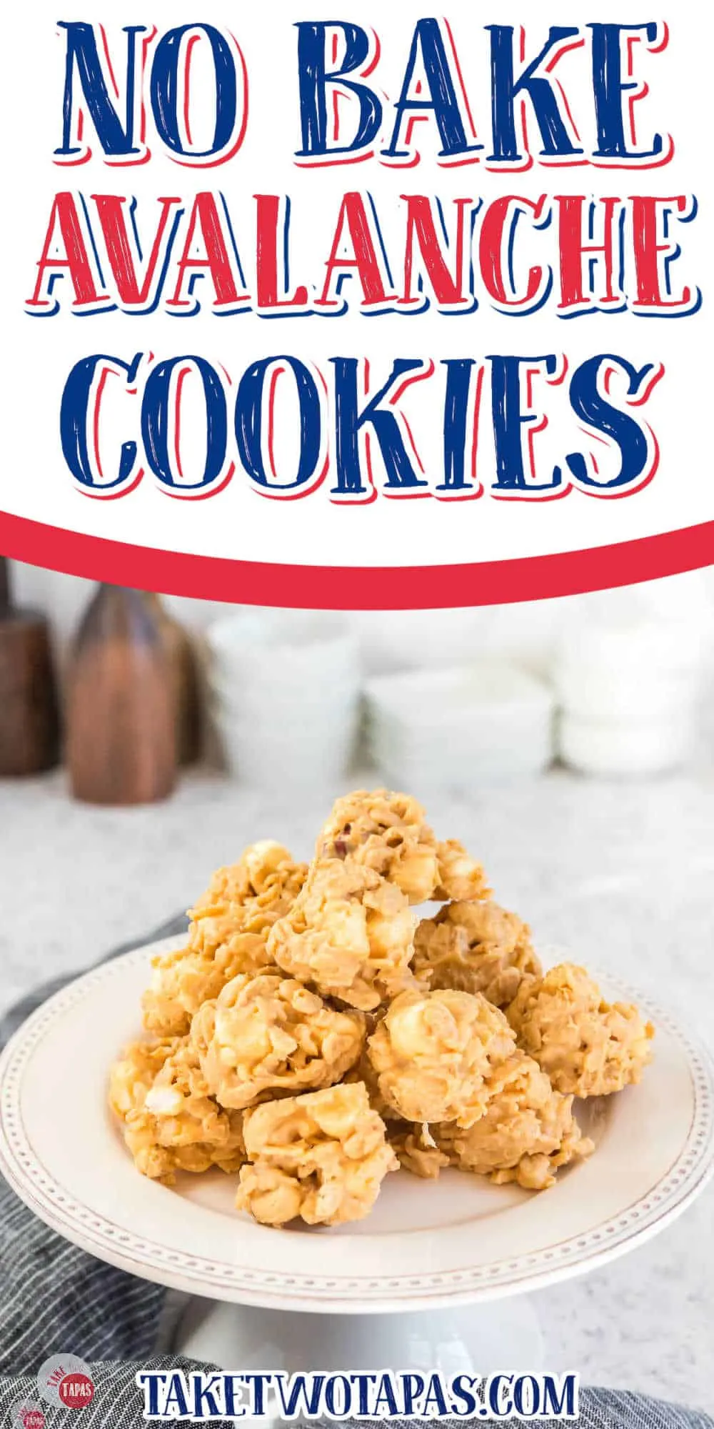 tray of cookies with white banner and text